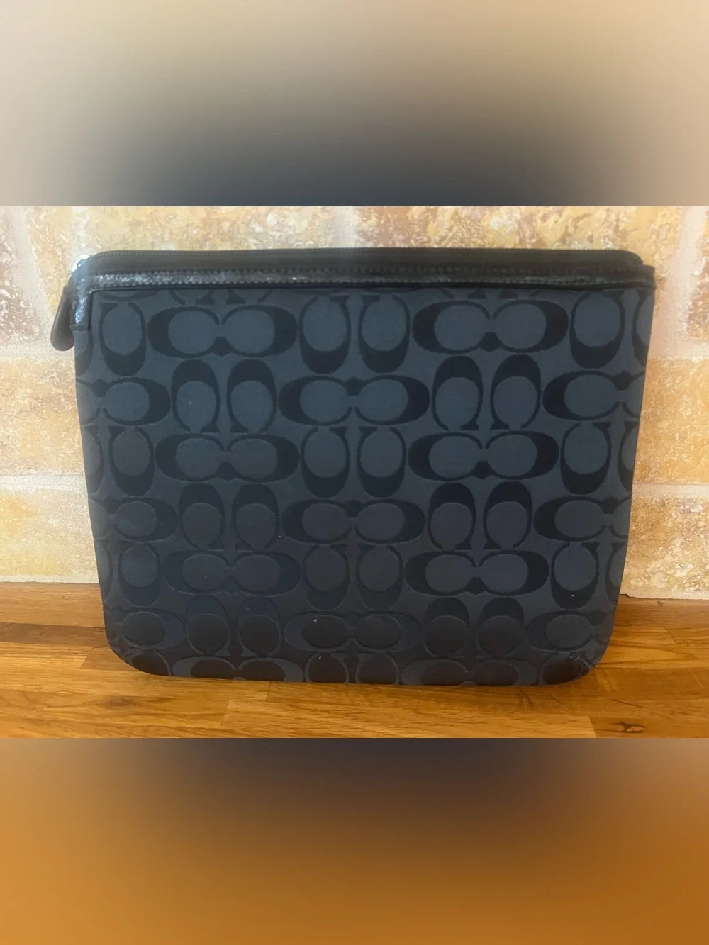 COACH BLACK SIGNATURE GRAFFITI GLAM C LOGO IPAD LAPTOP SOFT CASE 10.5''~ MINT